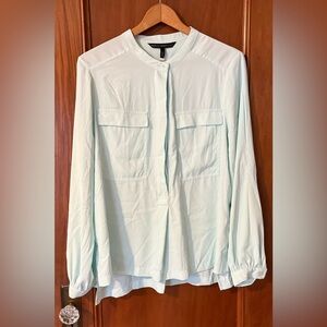 White House Black Market Utility Shirt/Blouse Mint Green Long Sleeve Button Up L